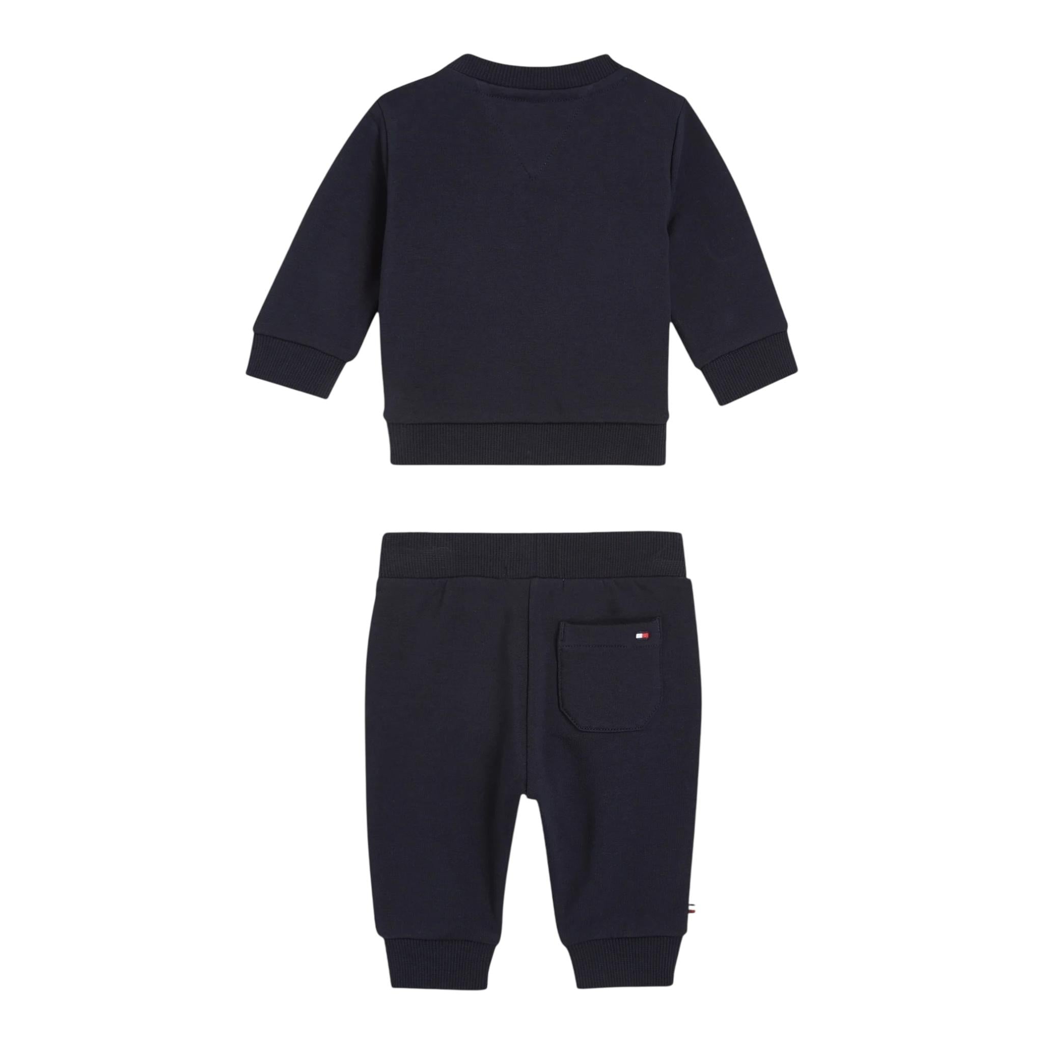 TOMMY HILFIGER completo 2pz felpa-pantalone tinta unita Blu per Neonato KN0KN01863 BLU TOMMY HILFIGER 