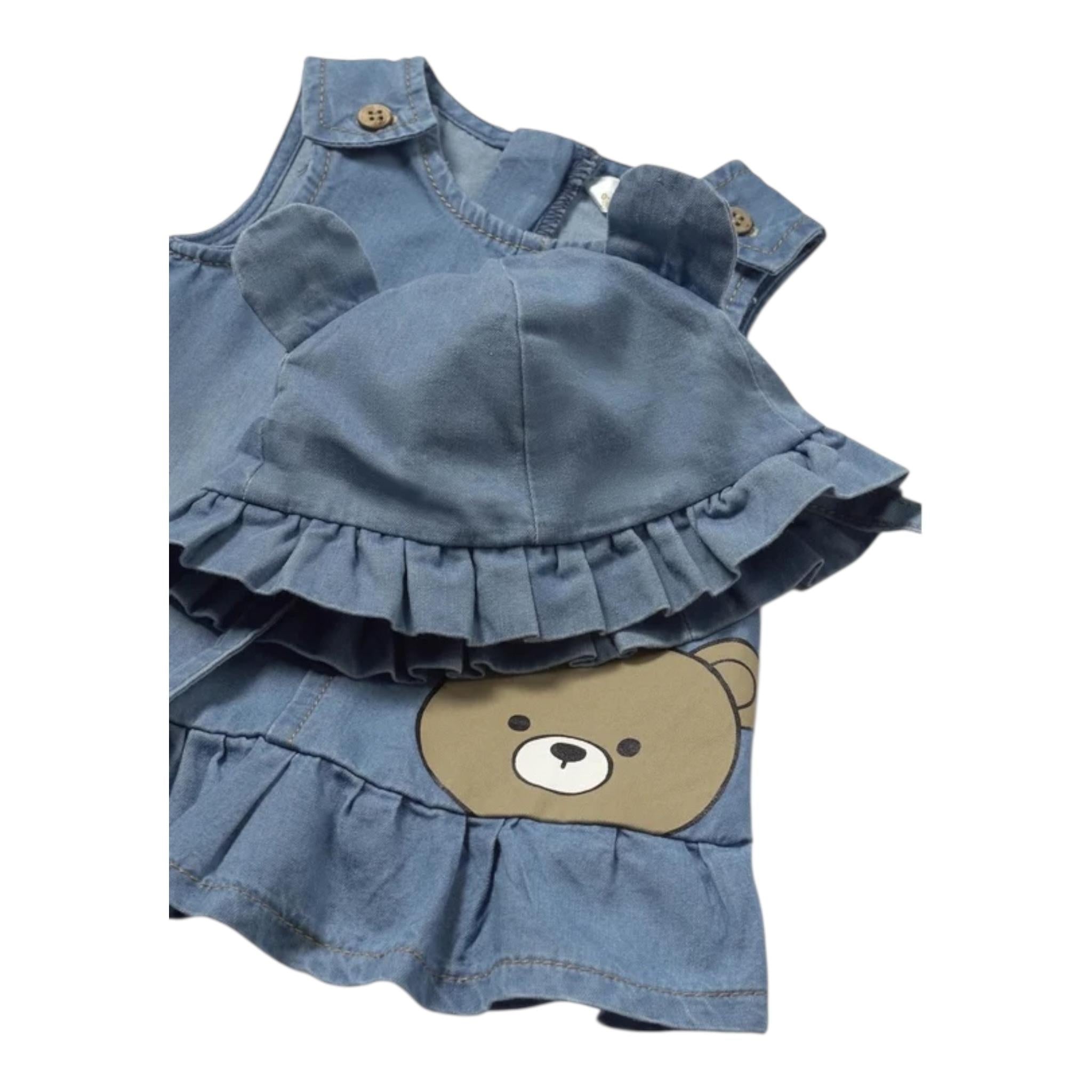 Mayoral Set Abito In Denim-Cappello per Neonata 1871 BLU MAYORAL 