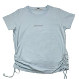 Hinnominate Solid Color Crew Neck Lace Up T-Shirt Light Blue For Girls