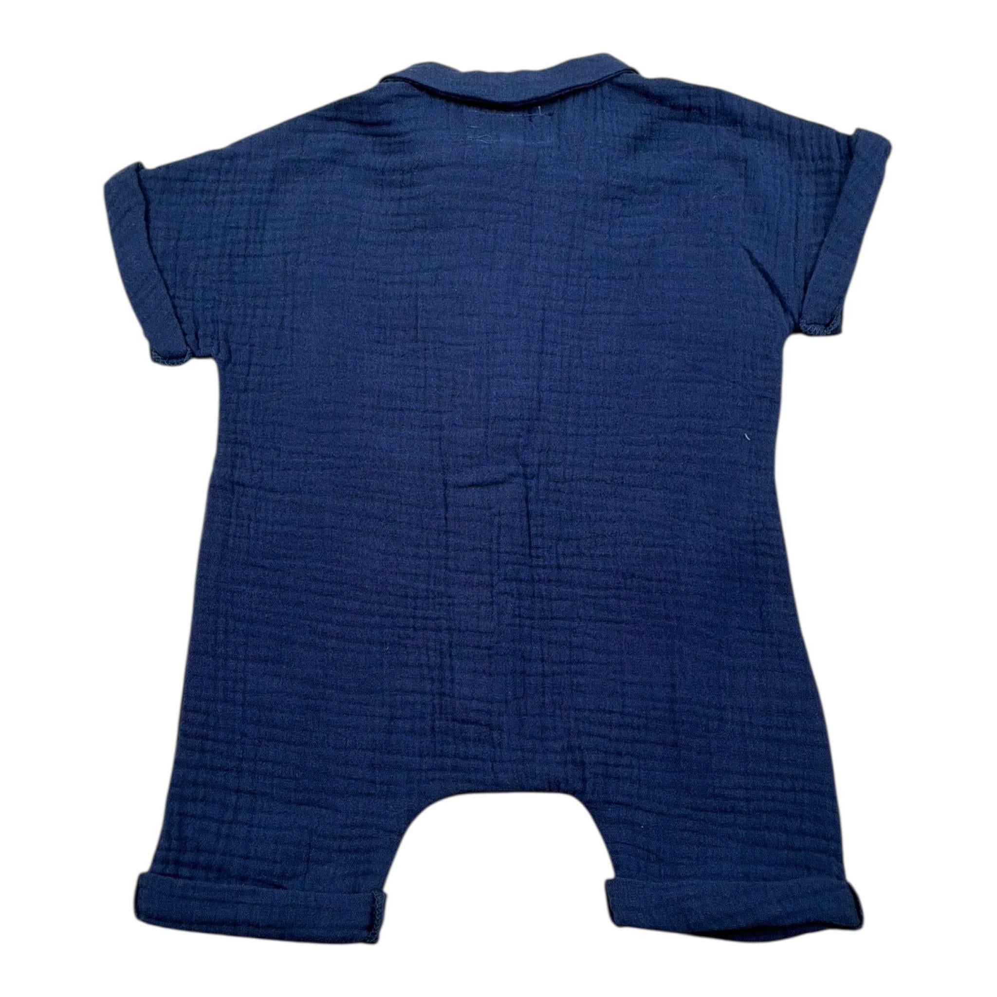 Teddy E Minou Pagliaccetto Mezza Manica Tinta Unita per Neonato E25TU008C0070X BLU TEDDY E MINOU 