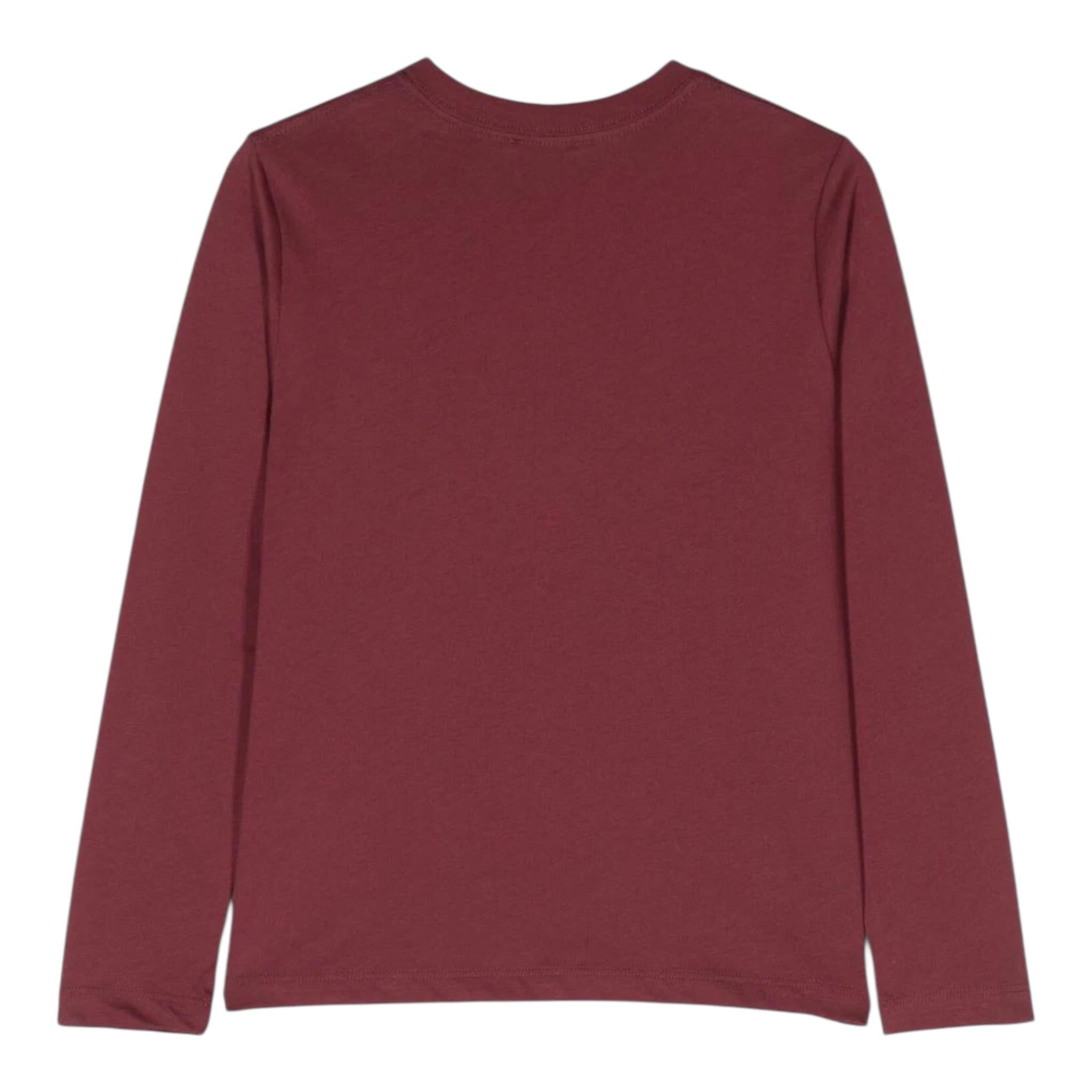 LANVIN shirt girocollo tinta unita cn logo Bordeaux per Bambino N25145 BORDEAUX LANVIN 