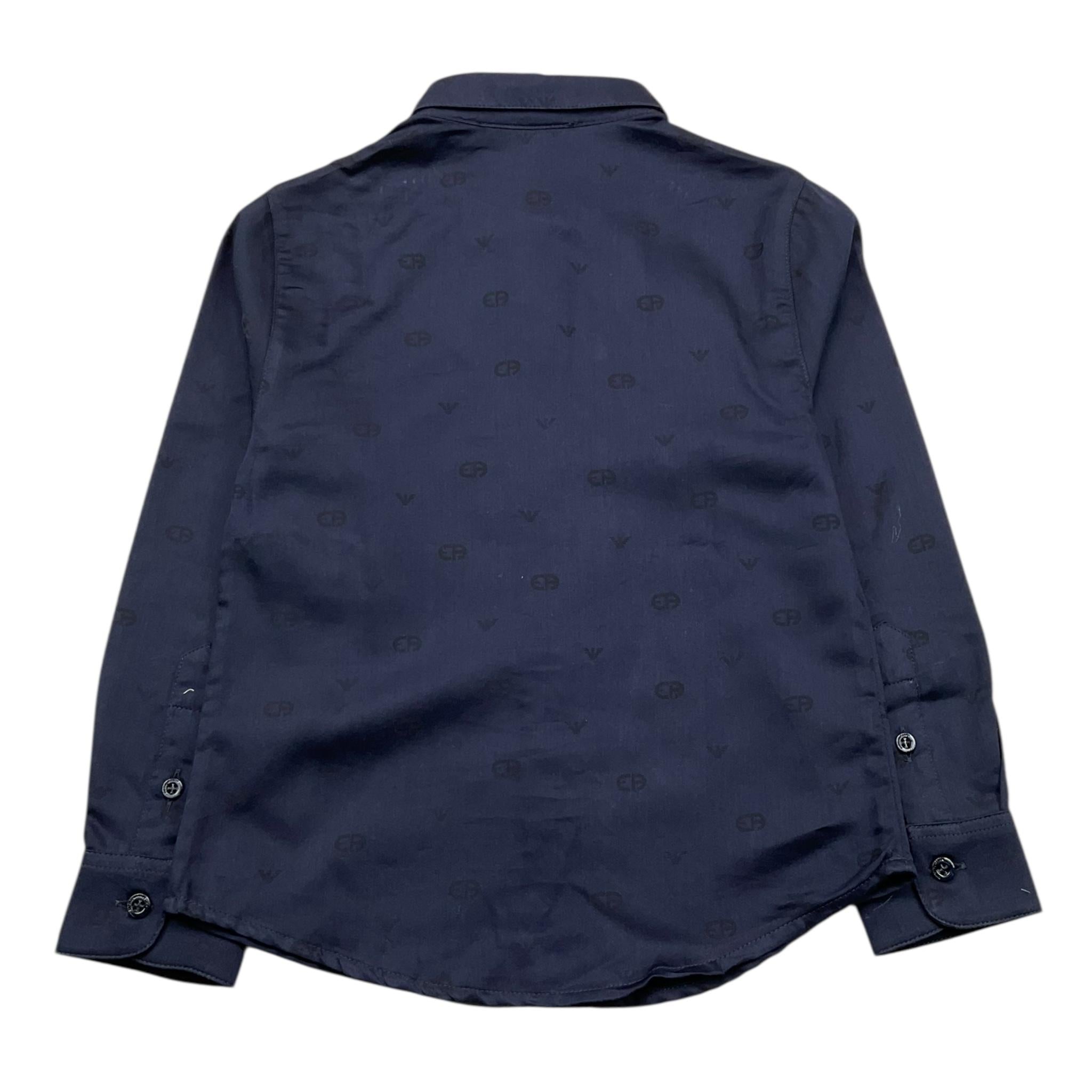 EMPORIO ARMANI camicia manica lunga tinta unita con logo Blu per Bambino 6L4C86 BLU EMPORIO ARMANI 