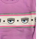 Chiara Ferragni Solid Color Crewneck Sweatshirt With Purple Print For Girls
