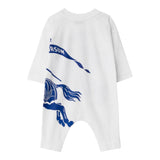Burberry Baby Boy's Long Sleeve Onesie Solid Color With Contrast Print White