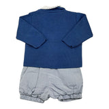 Stella Complete 3-Piece Shirt-Cardigan-Blue Overalls for Newborns