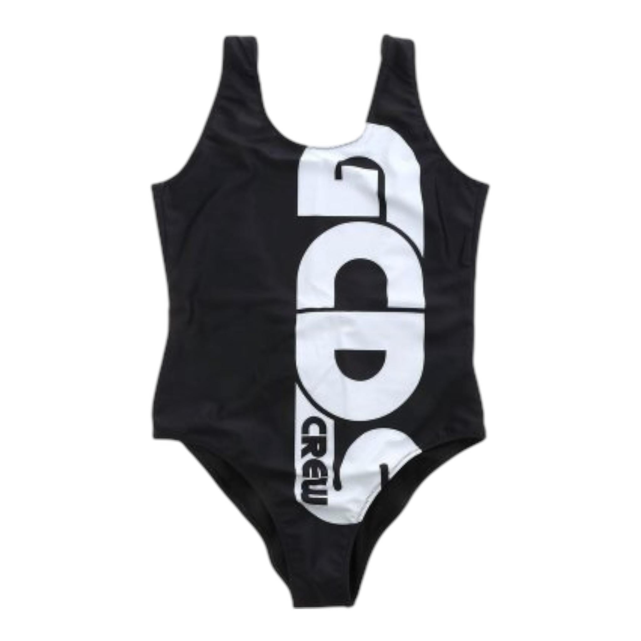 Gcds Costume Intero Tinta Unita con Stampa per Bambina 027966 NERO GCDS 