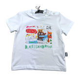 Daniele Alessandrini Solid Color Crew Neck T-Shirt with White Print for Newborns