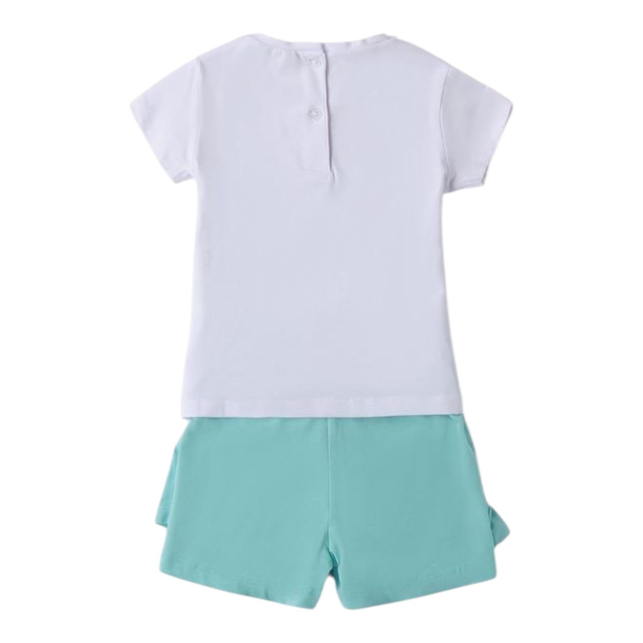 Sarabanda Completo 2 Pezzi T-Shirt-Short  per Bambina 0B253 BIANCO/AZZURRO SARABANDA 
