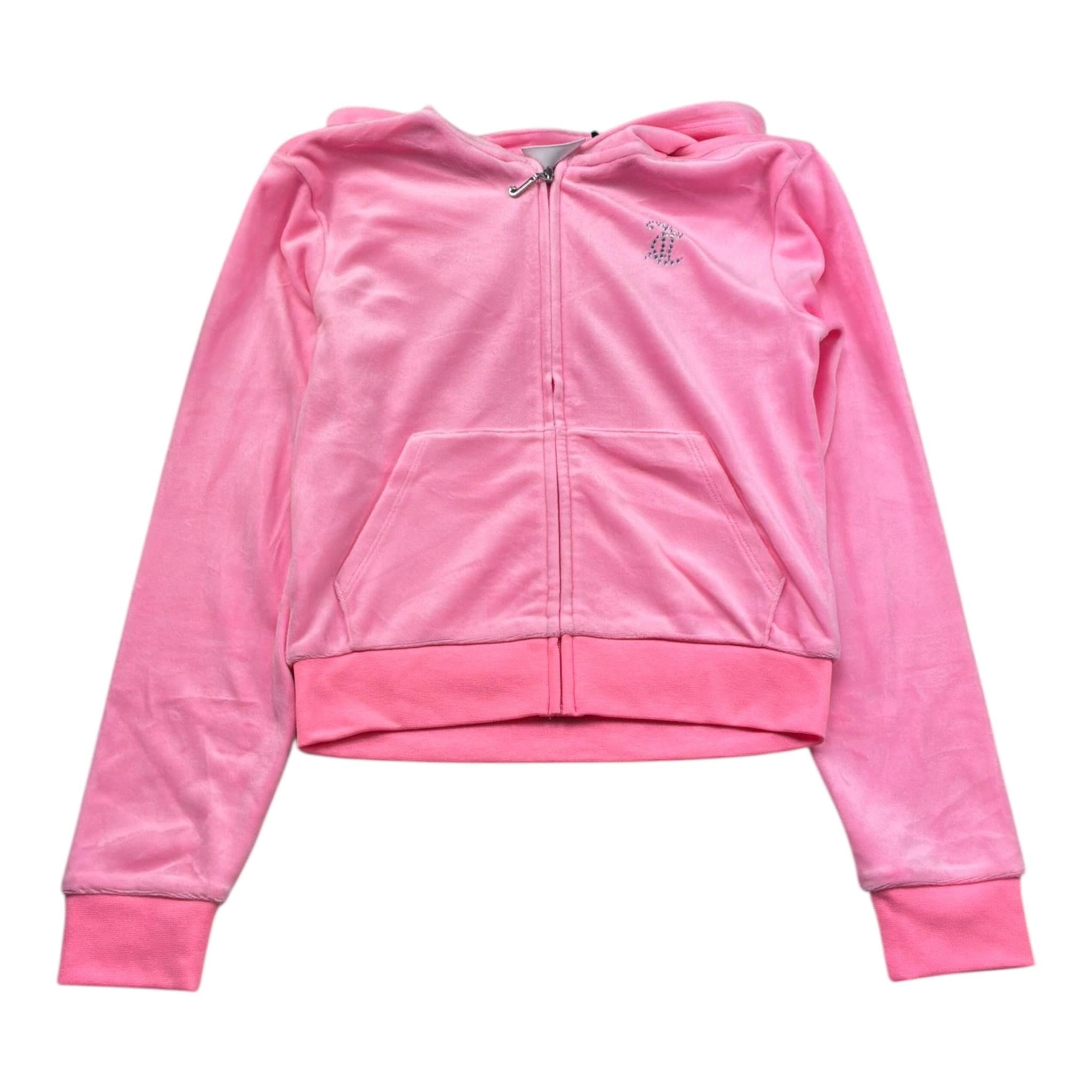 Juicy Couture Felpa Tinta Unita con Zip E Cappuccio per Bambina JBX6679 ROSA JUICY COUTURE 