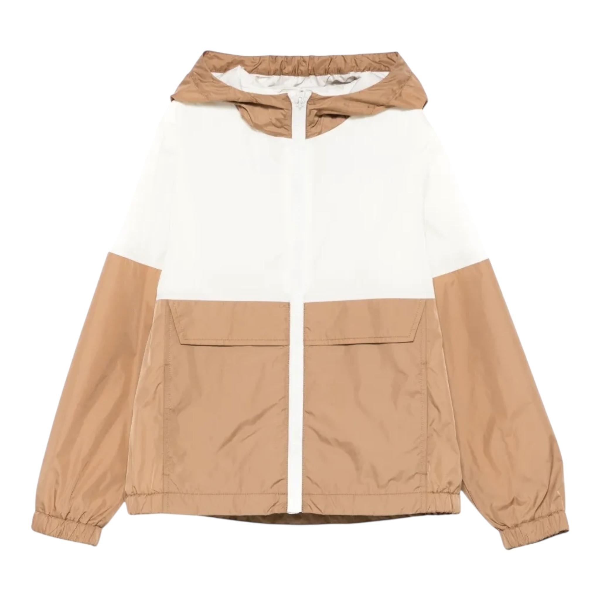 Herno Giubbino Bicolore con Zip per Bambina GI000020X BIANCO/BEIGE HERNO 