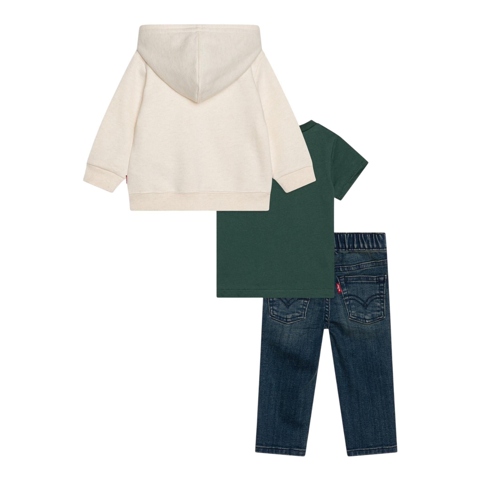 LEVI'S completo 3pz t-shirt-felpa con zip-jeans Beige per Neonato 6EL323 BEIGE LEVI'S 