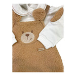 MARLU' completo 2pz shirt-salopette bicolore Bianco/cammello per Neonata IB6130 BIANCO/CAMMELLO MARLU' 