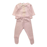 CALAMARO completo 2pz maglia-ghettina tinta unita con ricami Rosa per Neonata 17517 ROSA CALAMARO 