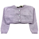 Little Bear Solid Color Perforated Lilac Shrug For Baby Girl