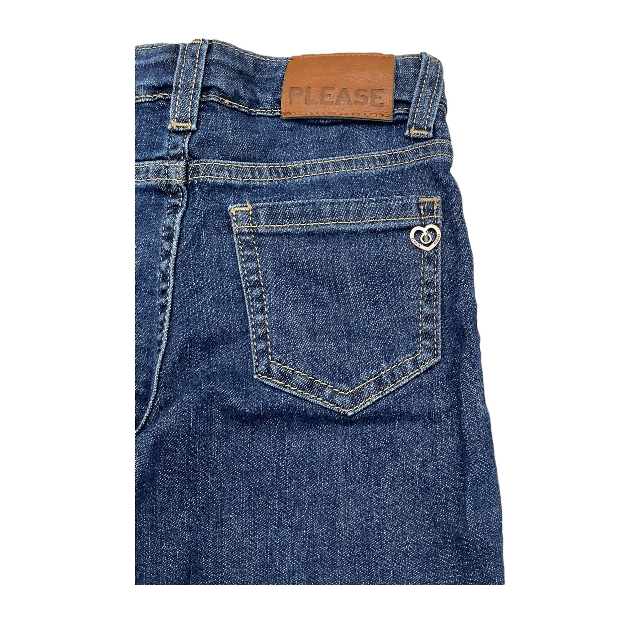 PLEASE jeans tinta unita con girovita regolabile modello zampa Blu per Neonata PE99012G65N BLU PLEASE 