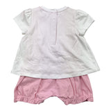 Fay Two-Tone Romper Set - Hat-Bib White/Pink For Newborn