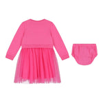 GUESS abito tinta unita girocollo con tulle e coulotte Fuxia per Neonata K4YK09KB8R0XNN FUXIA GUESS 