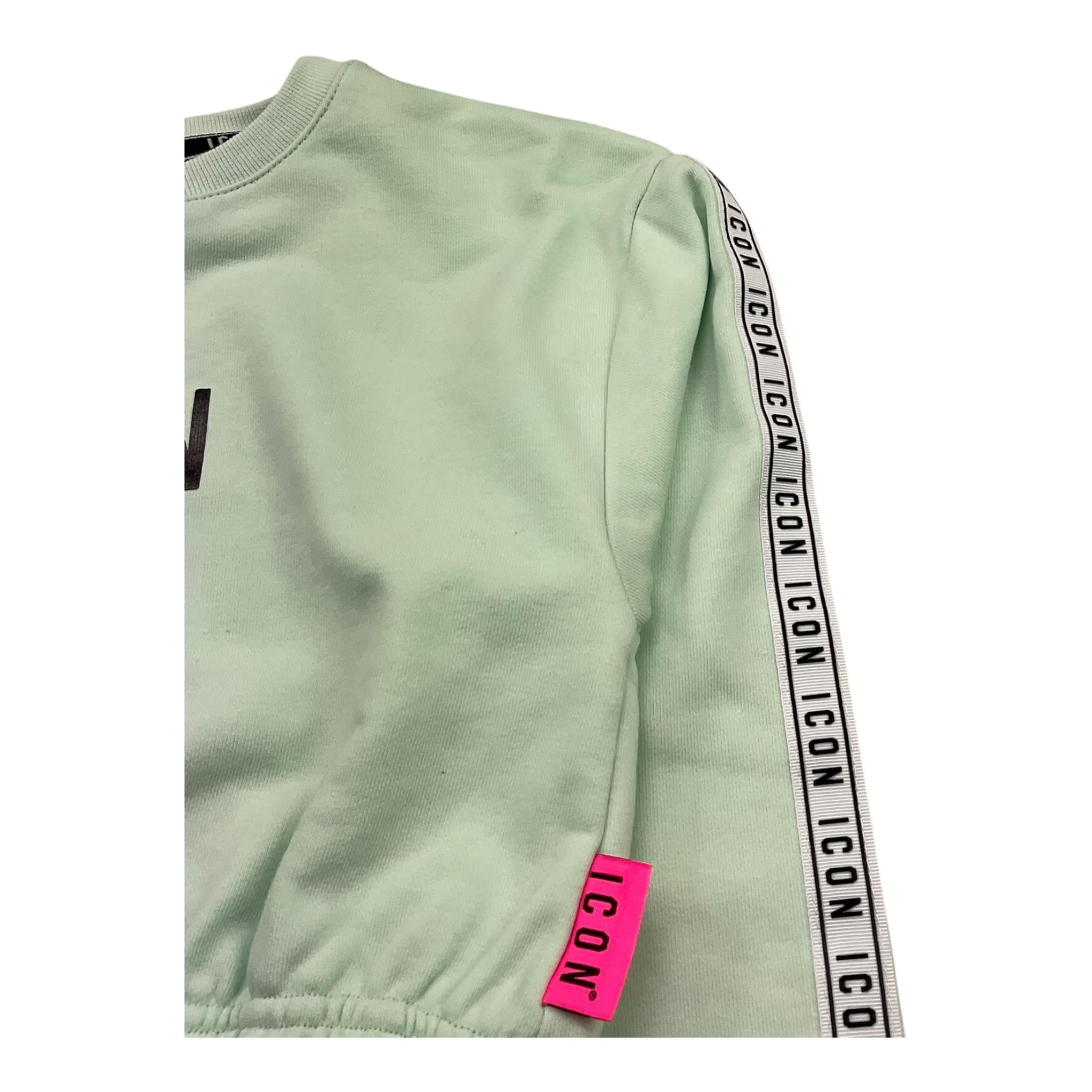 Icon Felpa Chiusa Girocollo Tinta Unita con Logo per Bambina IGSW00541 VERDE ACQUA ICON 