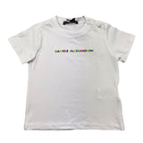 Daniele Alessandrini Solid Color Crew Neck T-Shirt with White Logo Print for Newborns