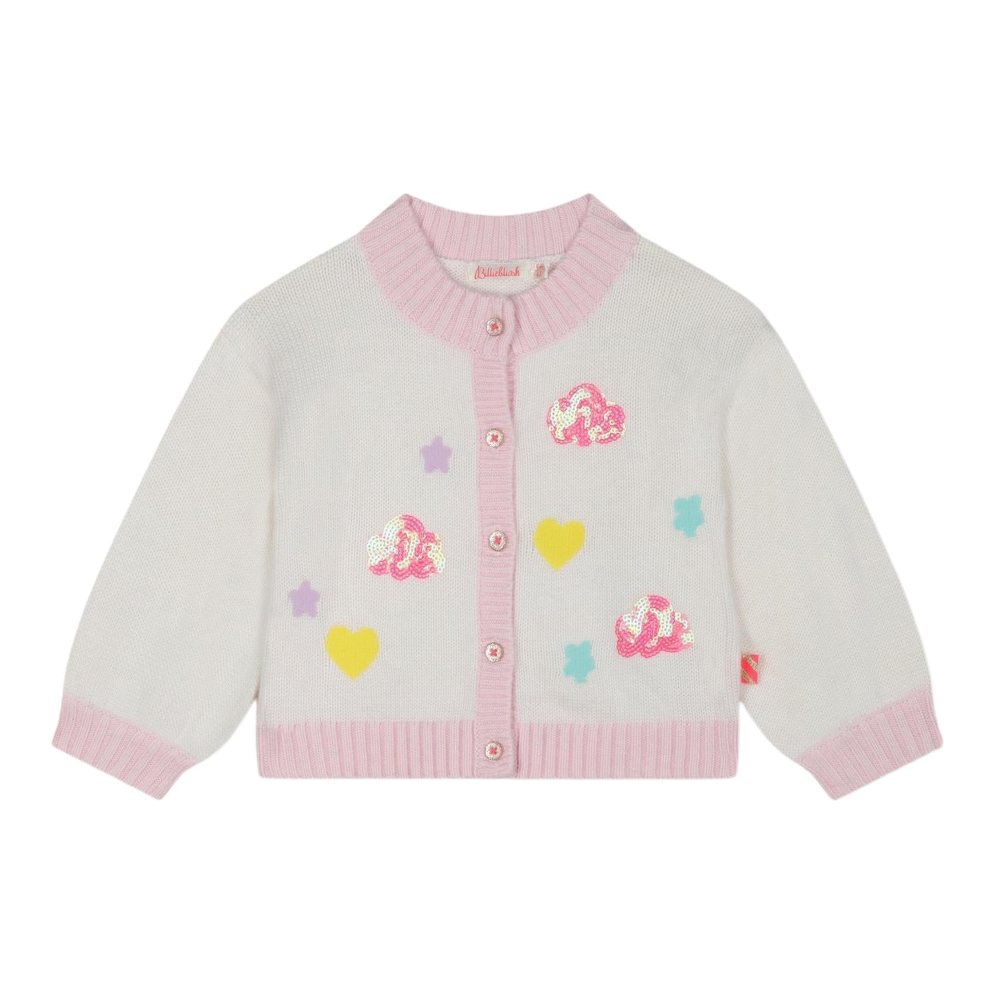 BillIEBLUSH cardigan tinta unita con stampe in contrasto Bianco per Neonata U20413 BIANCO BillIEBLUSH 