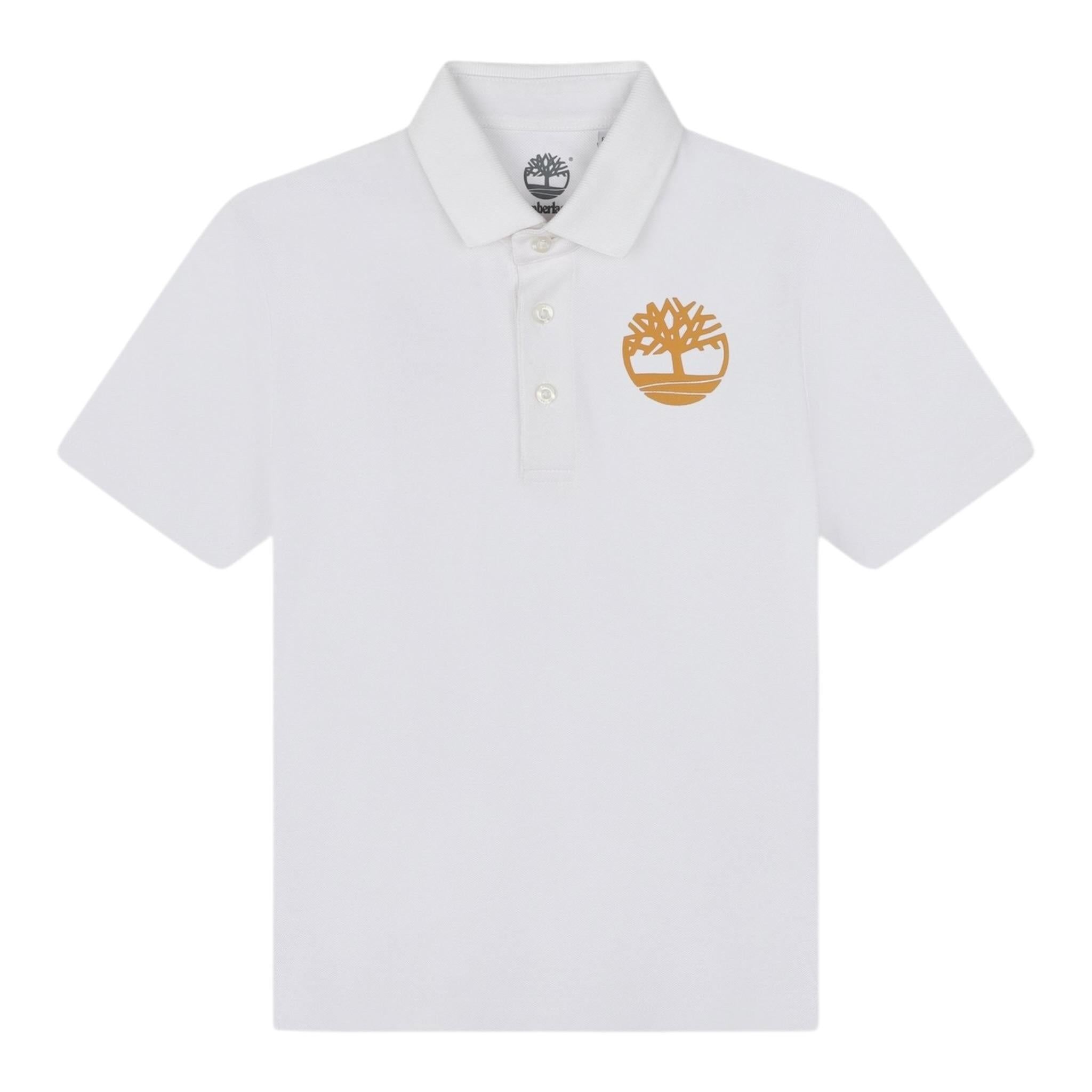 Timberland Polo Mezza Manica Tinta Unita con Logo per Bambino T60258 BIANCO TIMBERLAND 