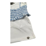 Please T-Shirt Girocoll Tinta Unita con Top per Neonata MQ02030G71 BIANCO/AZZURRO PLEASE 