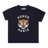 Kenzo T-Shirt Girocollo Tinta Unita con Stampa per Neonato K60977 BLU KENZO 