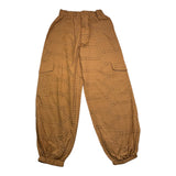 Mariuccia Plain Perforated Pant With Elastic Waist Brown For Girls