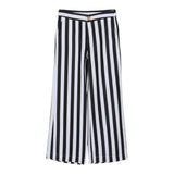 Moschino Mod Palazzo Two-Tone Pants With Black/White Striped Pattern For Girls