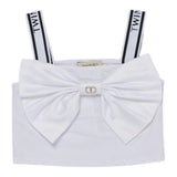 Twinset Plain Top With Bow And Logo Straps White For Girls