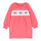 Chiara Ferragni Solid Color Crew Neck Dress With Strawberry Print For Baby Girl