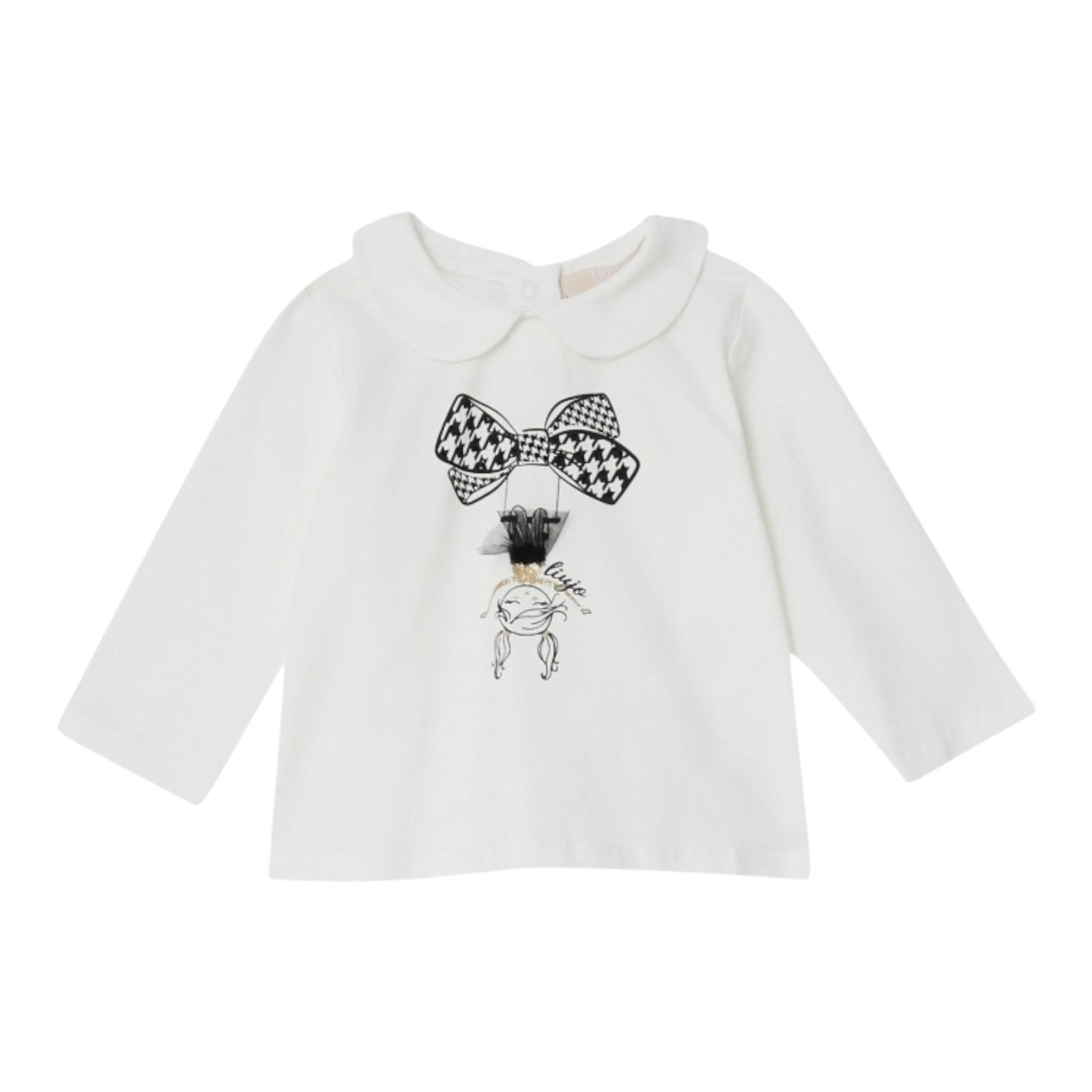 LIU JO shirt girocollo tinta unita con stampa in contrasto Panna per Neonata HF4078XXX PANNA LIU JO 