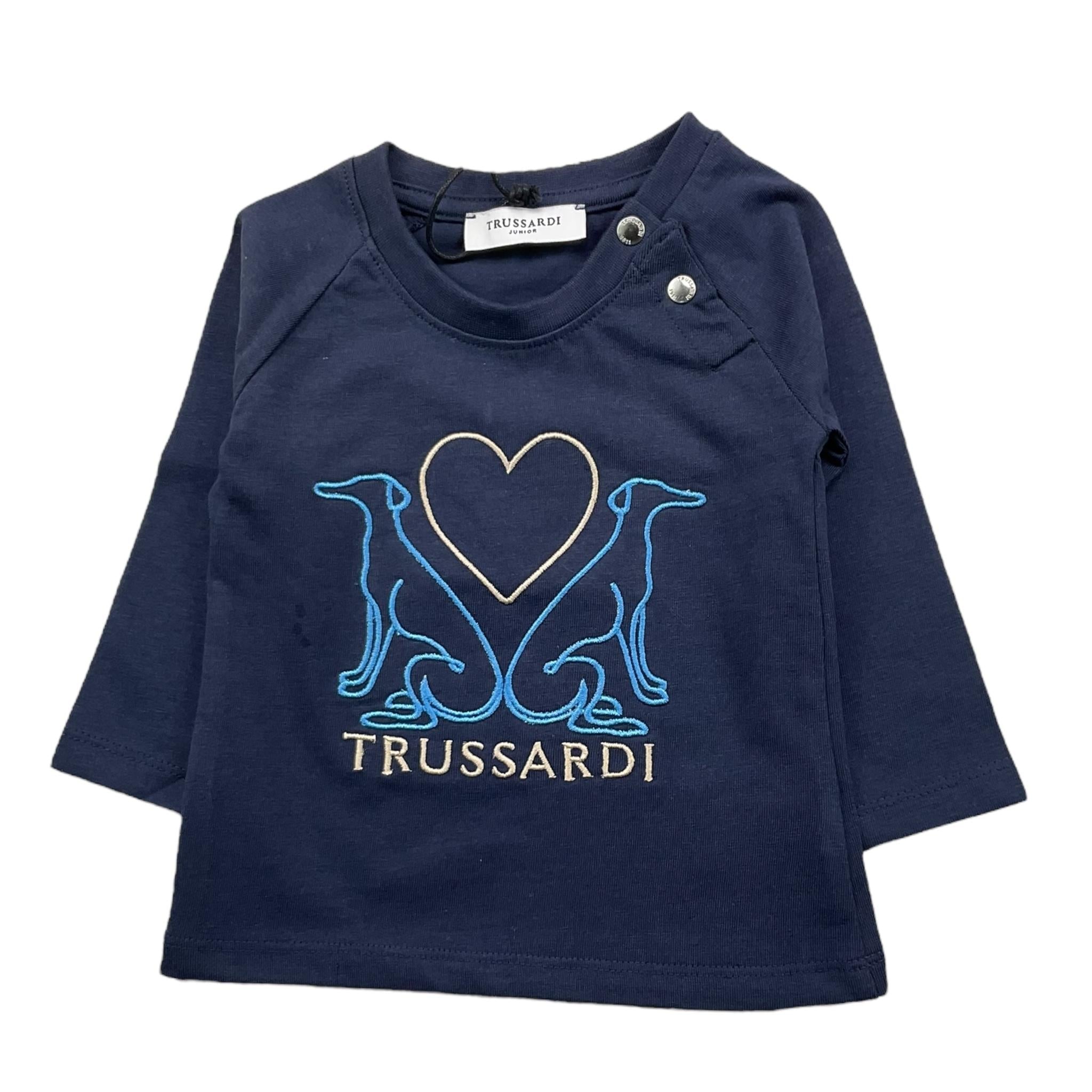 TRUSSARDI shirt girocollo tinta unita con stampa Blu per Neonata TIA2559TS BLU TRUSSARDI 