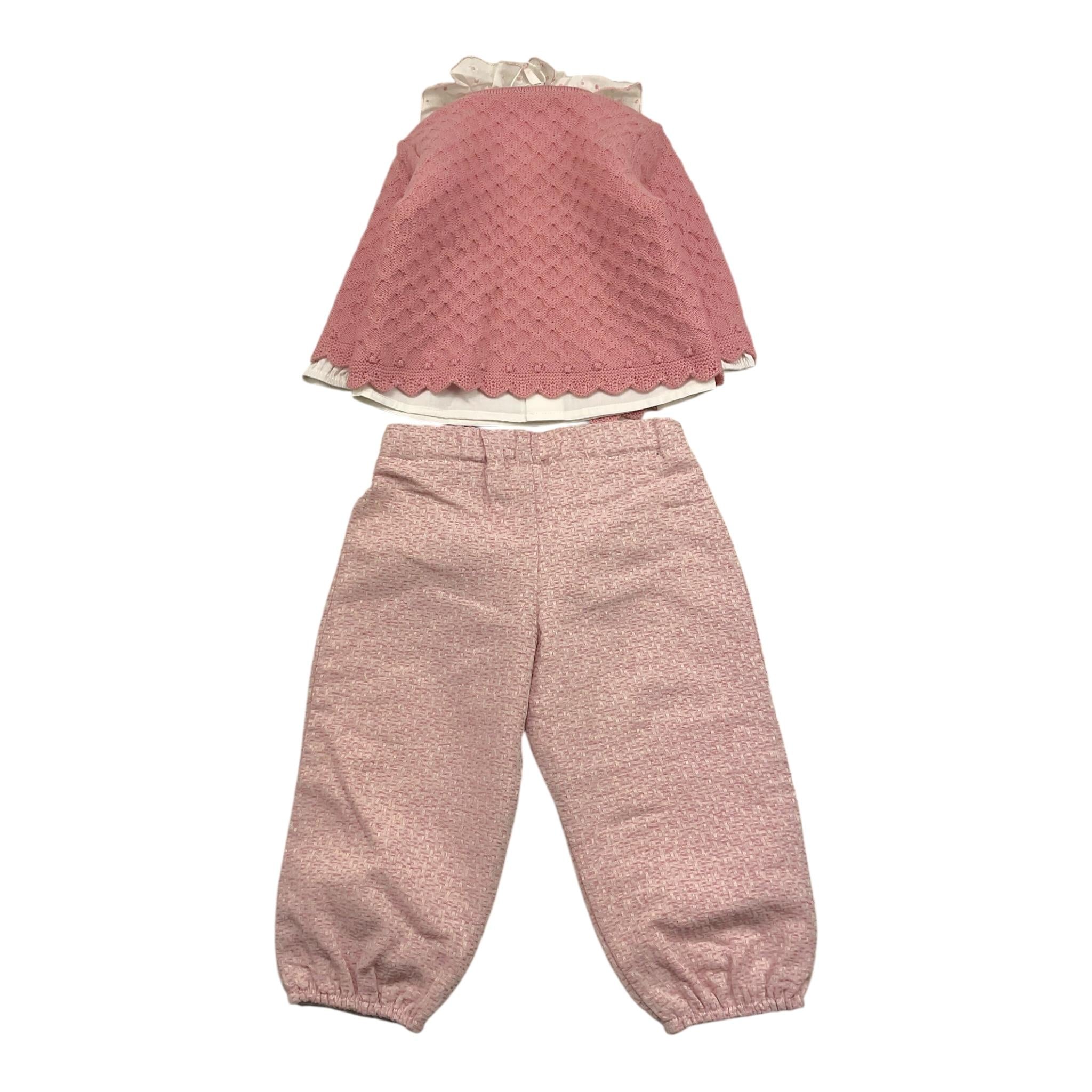 PAZ RODRIGUEZ completo 3pz pantalone-cardigan-camicia Rosa per Neonata 00111973 ROSA PAZ RODRIGUEZ 