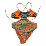 Mefui One Piece Swimsuit Solid Color With Orange Pattern For Girls