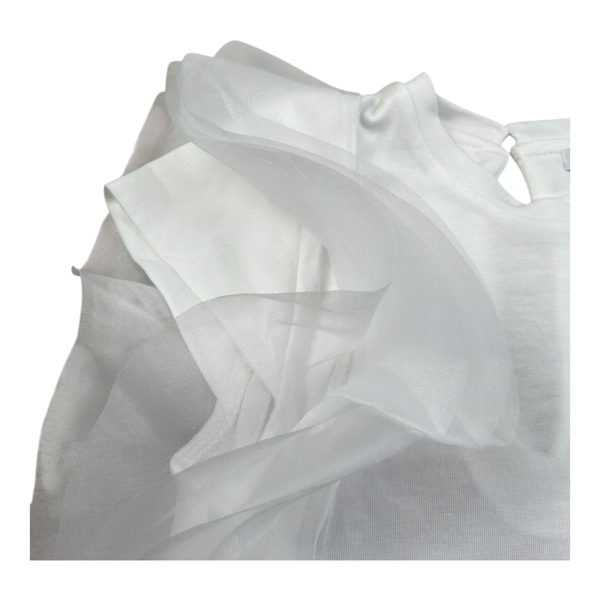 M+E' T-Shirt Girocollo Tinta Unita con Tulle per Bambina UE1768 BIANCO M+E' 
