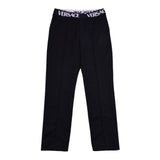 Versace Solid Color Pants With Elastic Waistband With Logo Black For Boys