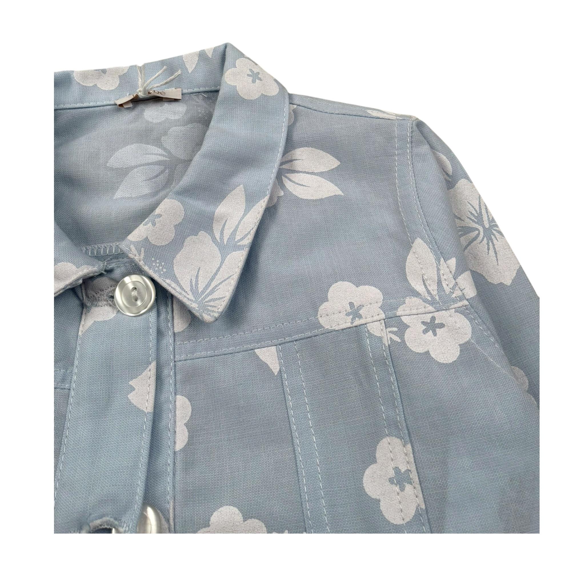 Le Bebe Giubbino Tinta Unita con Stampa Floreale per Neonata LBG5875 AZZURRO LE BEBE 