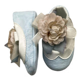 Marlu' Plain Shoes With Blue Flower Applications For Newborns