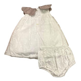 La Stupenderia Solid Color Sleeveless Dress With Tulle And White Culotte For Newborn