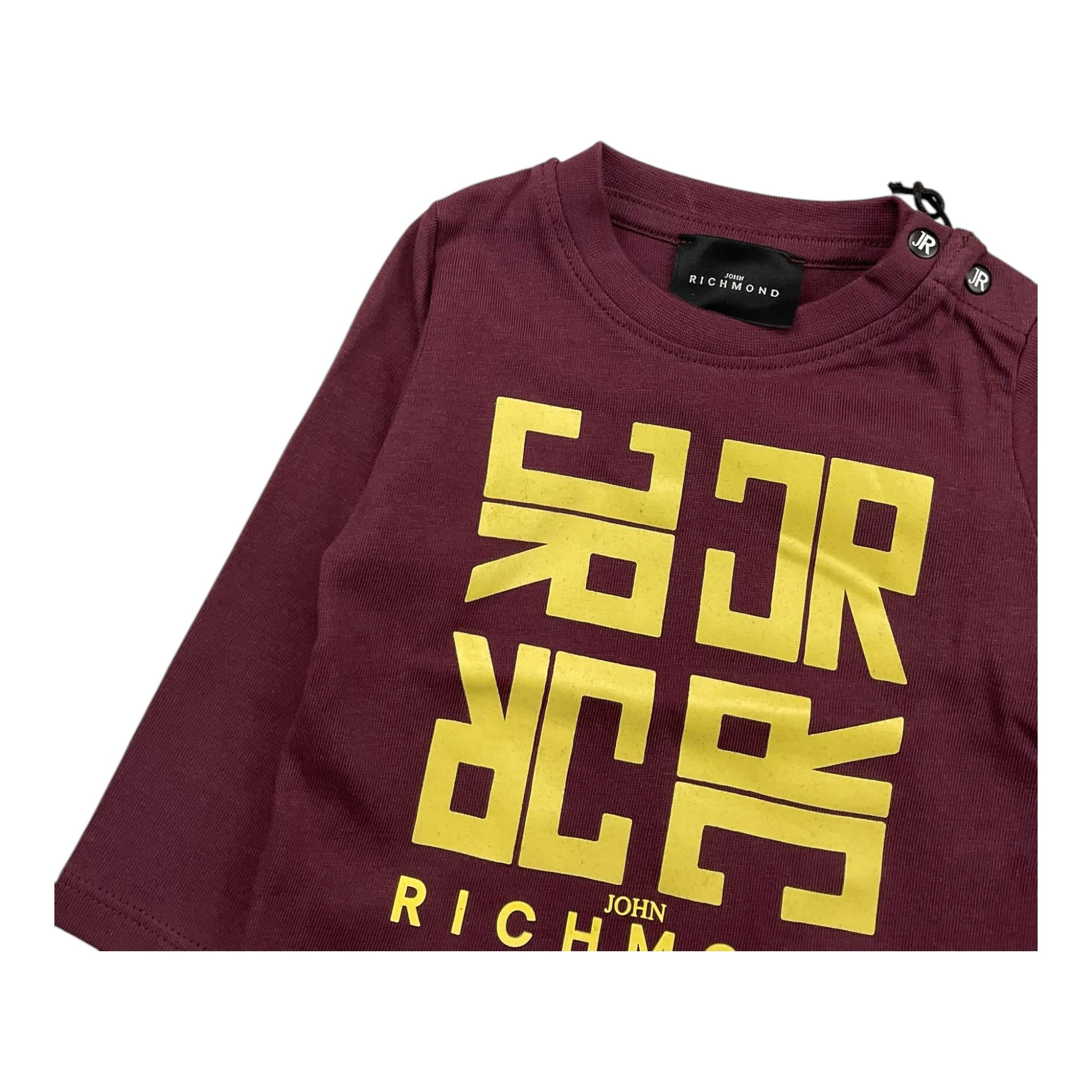 JOHN RICHMOND shirt girocollo tinta unita con stampa in contrasto Bordeaux per Neonata RIA25088TS BORDEAUX JOHN RICHMOND 