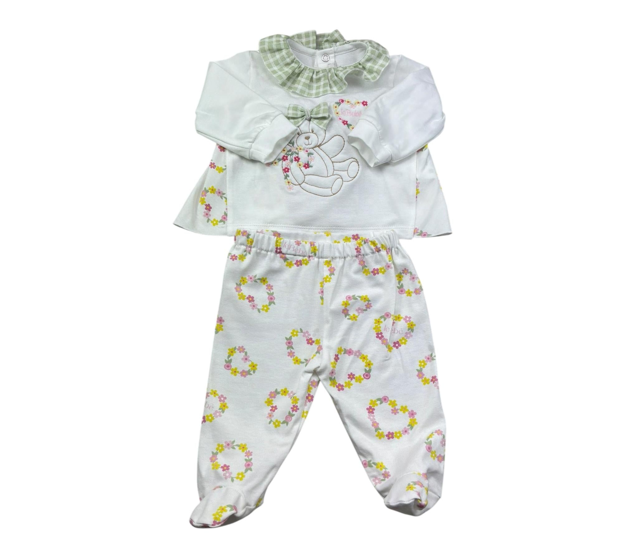 Le Bebe Completo 2 Pezzi Shirt-Ghettina Tinta Unita per Neonata LBG6230 BIANCO LE BEBE 
