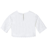 Twinset White Lace Half Sleeve Shirt For Girls
