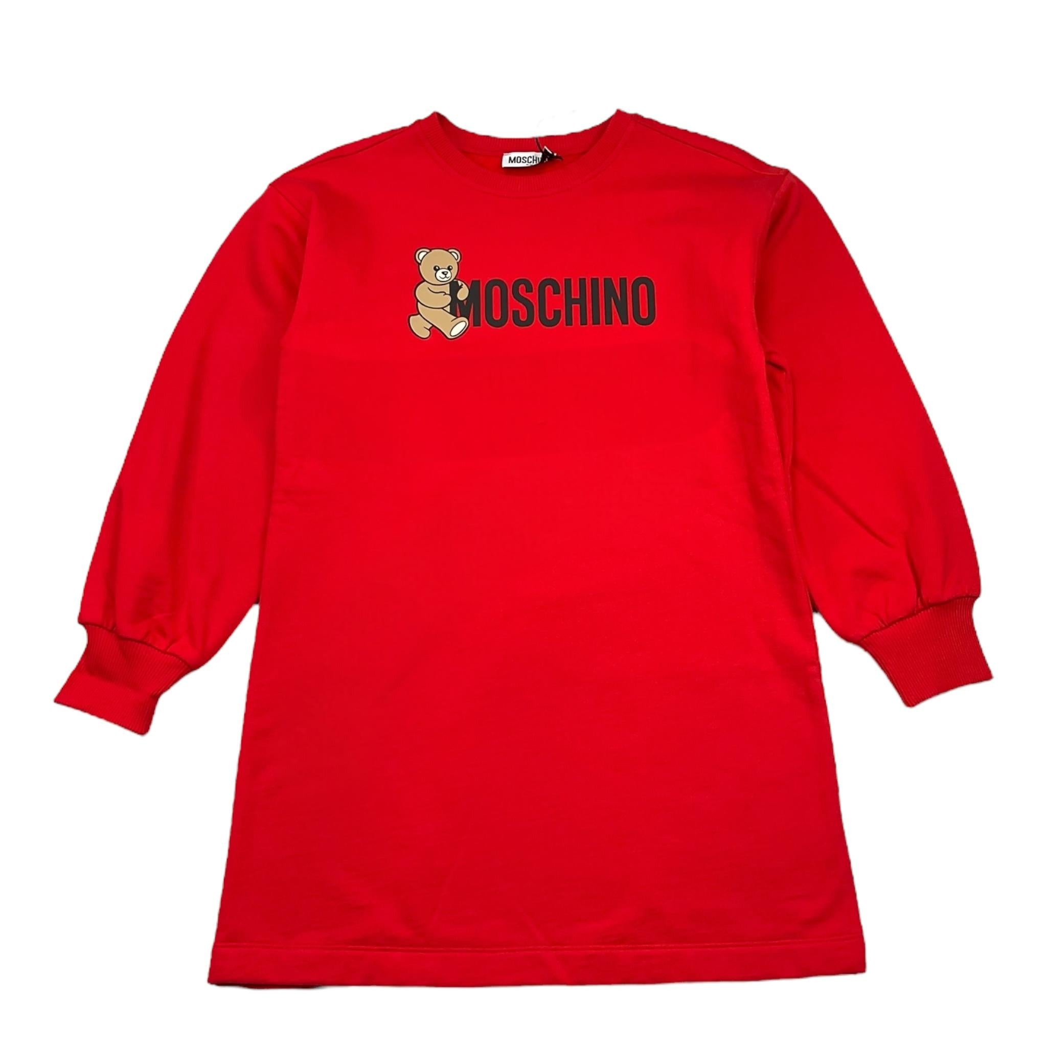 MOSCHINO abito tinta unita modello felpa con logo Rosso per Bambina HDV0GY ROSSO MOSCHINO 