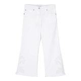Ermanno Scervino Plain Trousers Bell Bottoms With Adjustable Waistband And Embroidery White For Girls