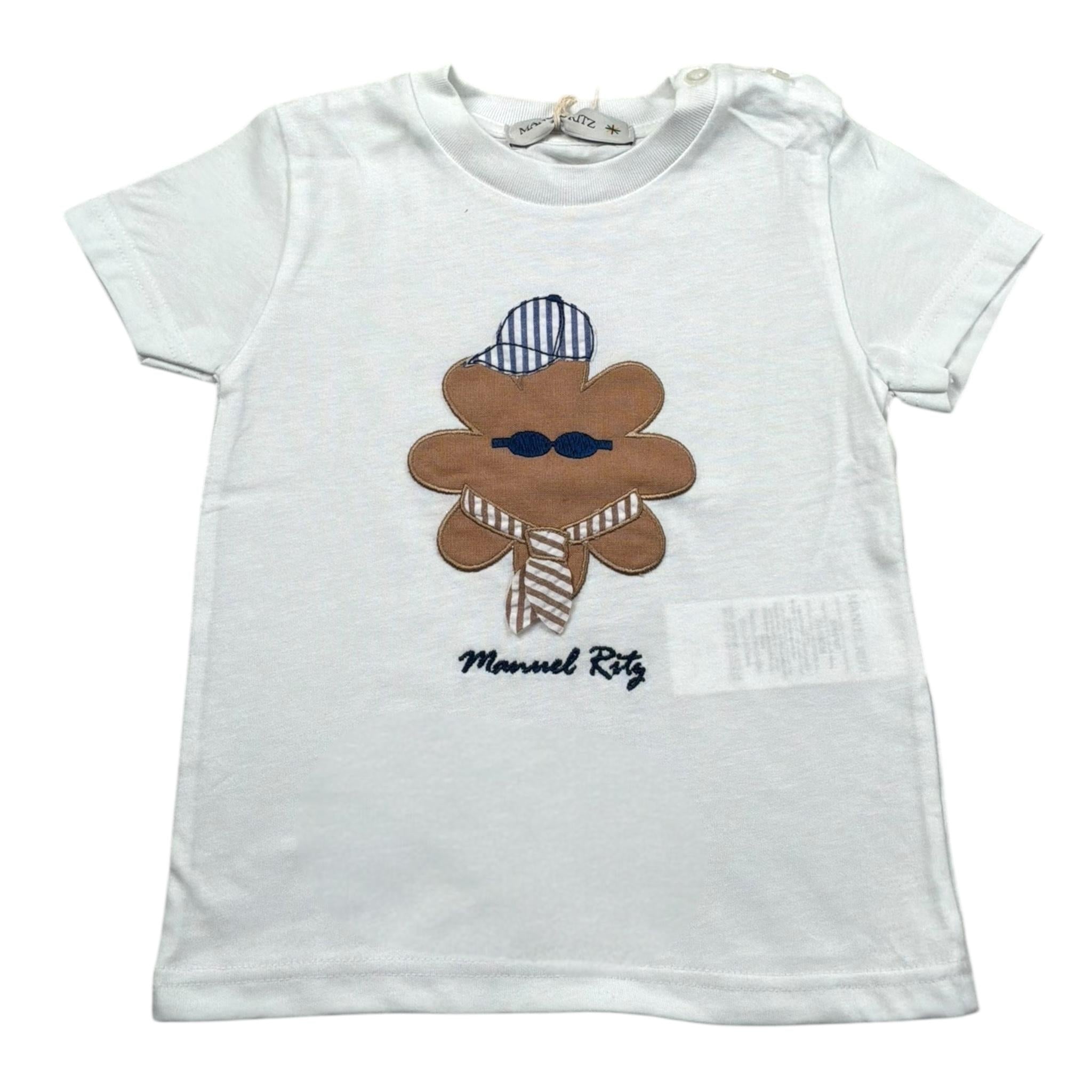 Manuel Ritz T-Shirt Girocollo Tinta Unita con Stampa per Neonato MR3107XX BIANCO MANUEL RITZ 
