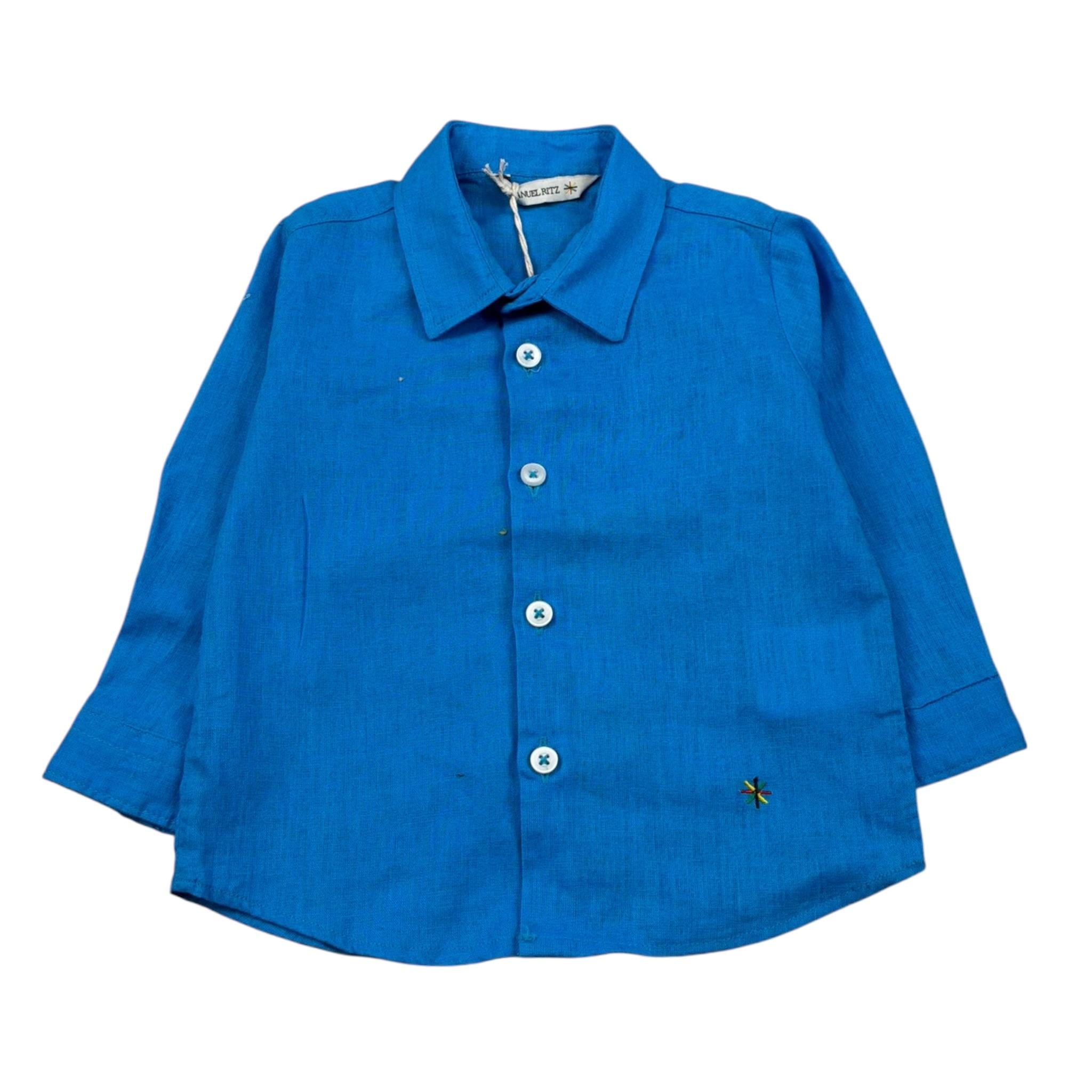 Manuel Ritz Camicia Manica Lunga Tinta Unita per Neonato MR2580N BLU MANUEL RITZ 
