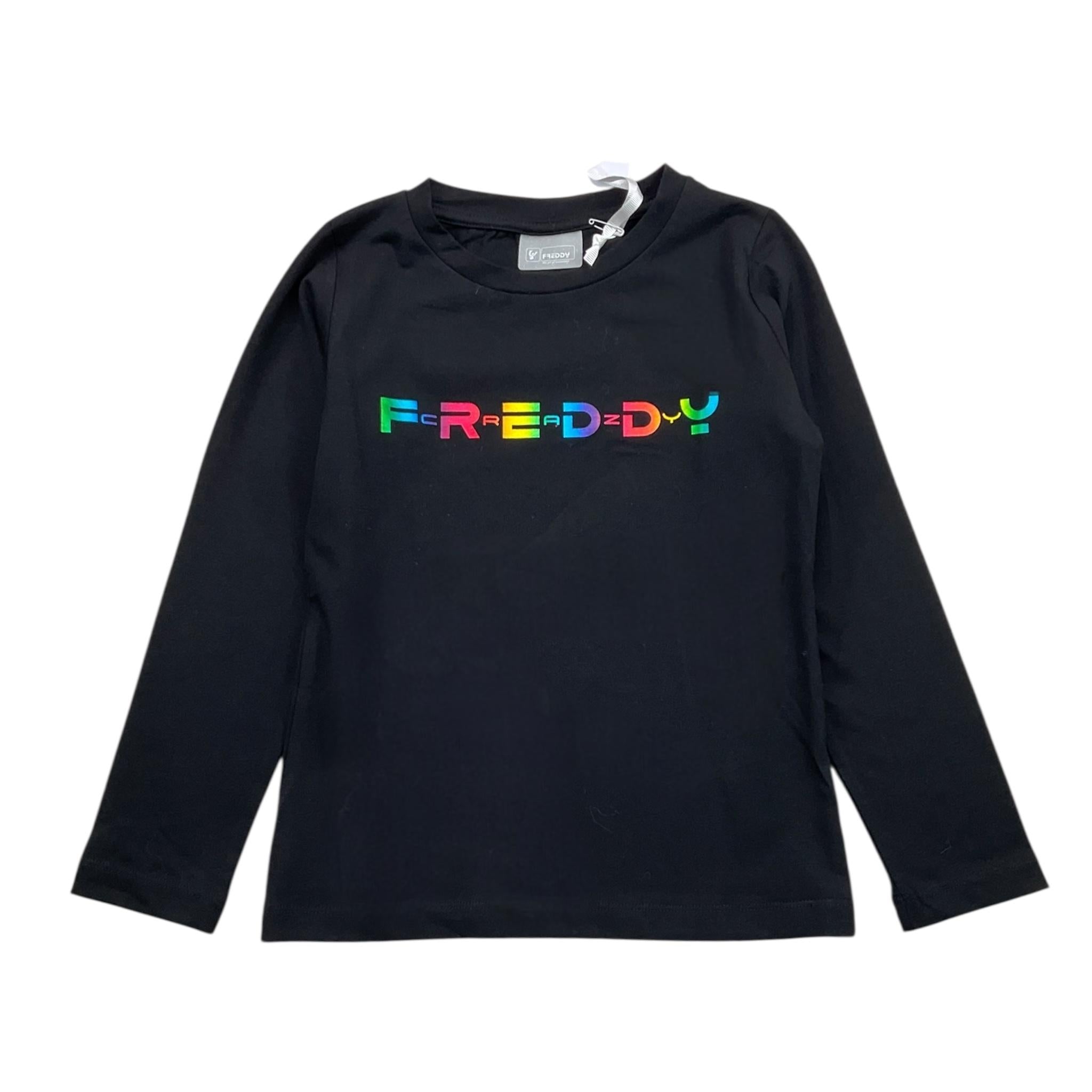 FREDDY shirt girocollo tinta unita con stampa Nero per Bambina FR1821 NERO FREDDY 