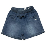 Mini Banda Short Denim Solid Color With Elastic Waist Blue For Baby Girl
