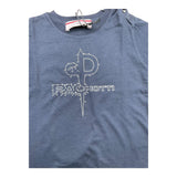 Cesare Paciotti T-Shirt Solid Color Crew Neck with Blue Logo Print for Newborns